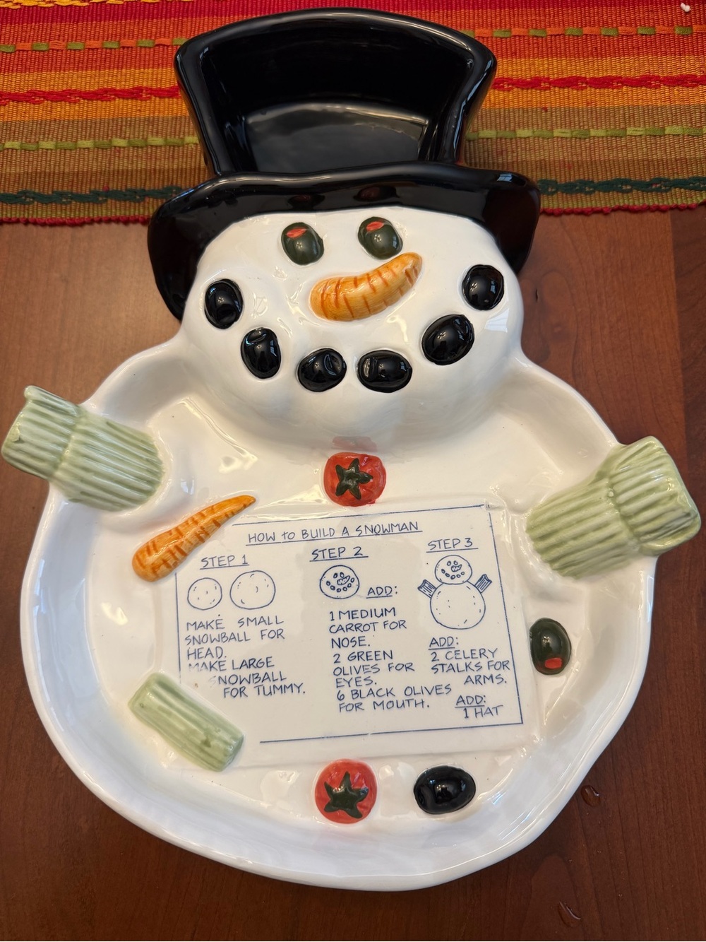 Whimsical White Snowman Ceramic Serving Platter